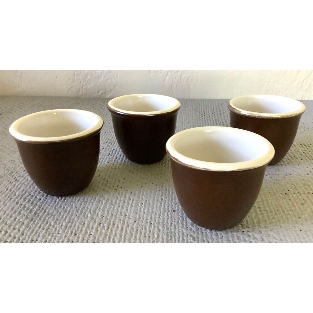 H.F. Coors Chefsware Ramekins 4 Egg Custard Ice Cream Cups Chocolate Brown EUC